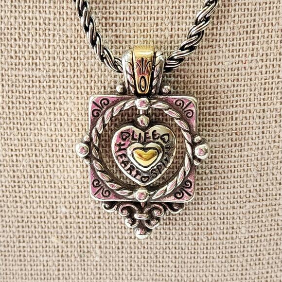 Brighton Filigree Vintage Vibes Reversible Heart Necklace‎ - Picture 1 of 8